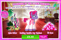 Size: 1954x1301 | Tagged: safe, gameloft, pony, unicorn, g4, my little pony: magic princess, advertisement, bush, clothes, costs real money, english, gem, guitar, horn, introduction card, jewelry, male, musical instrument, necklace, numbers, sale, siegfried and roy, solo, stallion, text, unnamed character, unnamed pony