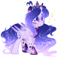 Size: 1024x1030 | Tagged: safe, artist:existencecosmos188, oc, oc:existence, alicorn, pony, alicorn oc, base used, ethereal mane, female, horn, jewelry, mare, simple background, smiling, solo, starry mane, tiara, transparent background, wings