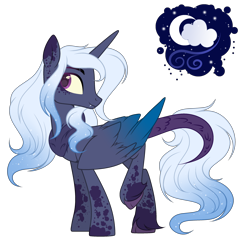 Size: 2872x2800 | Tagged: safe, artist:existencecosmos188, oc, alicorn, hybrid, pony, alicorn oc, base used, colored wings, high res, horn, interspecies offspring, offspring, parent:discord, parent:princess luna, parents:lunacord, simple background, solo, transparent background, two toned wings, wings
