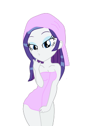 Size: 1091x1472 | Tagged: safe, artist:swiftgaiathebrony, rarity, human, equestria girls, g4, naked towel, simple background, solo, towel, towel on head, transparent background, vector