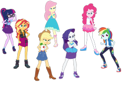 Size: 9929x6998 | Tagged: safe, artist:gmaplay, applejack, fluttershy, pinkie pie, rainbow dash, rarity, sci-twi, sunset shimmer, twilight sparkle, human, comic:battle from friendship games, equestria girls, equestria girls specials, g4, my little pony equestria girls: better together, my little pony equestria girls: rollercoaster of friendship, applejack's hat, belt, boots, bow, clenched fist, clothes, cowboy boots, cowboy hat, cutie mark on clothes, eyebrows, eyeshadow, fluttershy boho dress, geode of empathy, geode of fauna, geode of shielding, geode of sugar bombs, geode of super speed, geode of super strength, geode of telekinesis, glasses, hairpin, hat, high heels, jewelry, leather, leather vest, magical geodes, makeup, necklace, open-toed shoes, pants, pencil skirt, rah rah skirt, raised eyebrow, rarity peplum dress, shoes, simple background, skirt, sleeveless, sneakers, spikes, stetson, sweatpants, tank top, transparent background, vest, wristband
