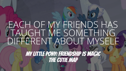 Size: 1920x1080 | Tagged: safe, edit, edited screencap, editor:quoterific, screencap, applejack, double diamond, fluttershy, night glider, party favor, pinkie pie, rainbow dash, rarity, sugar belle, g4, the cutie map, equal four