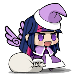 Size: 1250x1250 | Tagged: safe, artist:deroach, twilight sparkle, alicorn, human, g4, christmas, clothes, costume, hat, holiday, humanized, meme, padoru, santa costume, santa hat, simple background, solo, transparent background, twilight sparkle (alicorn), winged humanization, wings