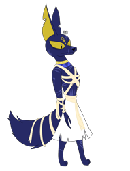 Size: 2468x3228 | Tagged: safe, artist:madtown97, oc, oc:anubis, jackal, anthro, anubis, bandage, bite mark, clothes, egyptian, high res, jewelry, loincloth, male, necklace, scar, simple background, skirt, solo, torn clothes, torn ear, transparent background