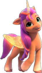 Size: 333x574 | Tagged: safe, edit, edited screencap, editor:pascalmulokozi2, screencap, sunny starscout, alicorn, pony, g5, make your mark, my little pony: make your mark, 3d, background removed, female, looking at you, mane stripe sunny, not a vector, race swap, simple background, solo, transparent background