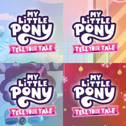 Size: 1920x1920 | Tagged: safe, edit, edited screencap, editor:itsmgh1203, screencap, misty brightdawn, pony, unicorn, foal food, g5, my little pony: tell your tale, secret canter, snow pun intended, under the mistytoe, spoiler:g5, spoiler:my little pony: tell your tale, spoiler:tyts01e37, spoiler:tyts01e38, spoiler:tyts01e39, spoiler:tyts01e40, female, floppy ears, jewelry, mare, medallion, my little pony logo, necklace, sky, snow, solo