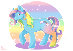 Size: 5787x4092 | Tagged: safe, artist:katarablankart, rainbow dash (g3), earth pony, pony, g3, colored legs, female, g3 dashabetes, leg ombre, mare, simple background, solo, tail, tail wrap, white background