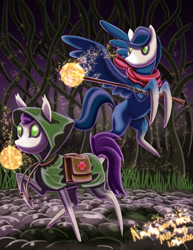 Size: 1280x1657 | Tagged: safe, artist:amalgamzaku, pony, bag, hollow knight, magic, saddle bag, staff