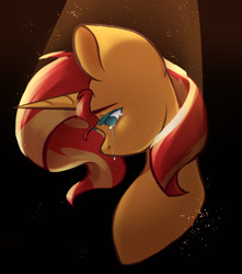 Size: 1280x1446 | Tagged: safe, artist:lavicho, sunset shimmer, pony, unicorn, g4, bust, crying, female, profile, solo