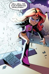 Size: 750x1127 | Tagged: safe, artist:andy price, idw, official comic, sunset shimmer, human, equestria girls, g4, my little pony annual 2013, spoiler:comic, dialogue, female, magic mirror, solo, speech bubble