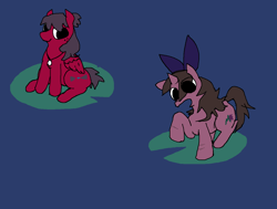 Size: 1390x1050 | Tagged: safe, artist:trfur, oc, oc only, oc:lemon balm, oc:limestone river, earth pony, pony, unicorn, amulet, bow, jewelry, lilypad, scar, self harm, self harm scars, simple background