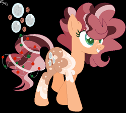 Size: 461x411 | Tagged: safe, artist:pandaspiner, oc, oc only, oc:cookie bubble, earth pony, pony, black background, earth pony oc, grin, offspring, parent:cheese sandwich, parent:pinkie pie, parents:cheesepie, simple background, smiling, solo