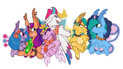Size: 1280x722 | Tagged: safe, artist:hate-love12, hitch trailblazer, izzy moonbow, misty brightdawn, pipp petals, sunny starscout, zipp storm, earth pony, pegasus, pony, unicorn, g5, adorapipp, base used, big ears, clothes, cute, deviantart watermark, impossibly large ears, mane five, mane six (g5), obtrusive watermark, royal sisters (g5), scarf, siblings, simple background, sisters, striped scarf, transparent background, watermark