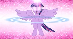 Size: 1169x637 | Tagged: safe, artist:ponywarlord777, twilight sparkle, alicorn, pony, g4, flying, magic, twilight sparkle (alicorn)