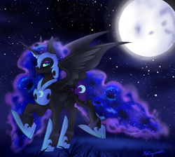 Size: 3516x3156 | Tagged: safe, artist:nightingalewolfie, nightmare moon, pony, g4, high res, moon, night, solo