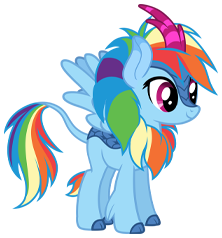 Size: 222x238 | Tagged: safe, gameloft, rainbow dash, kirin, winged kirin, g4, my little pony: magic princess, cloven hooves, female, kirin rainbow dash, kirin-ified, leonine tail, mare, simple background, solo, species swap, tail, transparent background