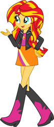 Size: 3000x7033 | Tagged: safe, artist:starryshineviolet, sunset shimmer, human, equestria girls, g4, absurd resolution, boots, chatting, clothes, female, jacket, leather, leather jacket, shoes, simple background, skirt, solo, transparent background, vector, walking