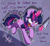 Size: 1776x1636 | Tagged: safe, artist:lou, twilight sparkle, pony, unicorn, friendship is magic, g4, my little pony: friendship is magic, and this gun i found, blushing, dialogue, female, galloping, glowing, glowing horn, horn, knife, magic, magic aura, mare, meme, motion lines, open mouth, running, telekinesis, unicorn twilight