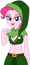 Size: 2819x6061 | Tagged: safe, artist:emeraldblast63, pinkie pie, human, equestria girls, g4, belly button, christmas, female, holiday, midriff, simple background, solo, transparent background