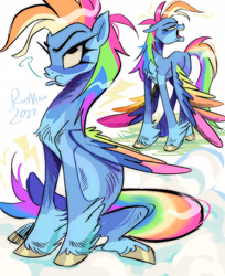Size: 1670x2048 | Tagged: safe, artist:therumano, rainbow dash, pegasus, pony, g4, colored wings, g5 concept leak style, multicolored wings, rainbow wings, simple background, solo, white background, wings