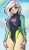 Size: 1500x2550 | Tagged: safe, artist:nolyanimeid, fluttershy, fish, human, equestria girls, g4, blushing, breasts, busty fluttershy, clothes, cloud, curvy, female, fluttershy's one-piece swimsuit, flutterthighs, hand on leg, hand on thigh, high-cut clothing, hourglass figure, legs, long sleeves, sky, solo, sun, swimsuit, thighs