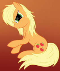 Size: 2736x3232 | Tagged: safe, artist:rugalack moonstar, applejack, earth pony, pony, g4, female, gradient background, hatless, high res, loose hair, mare, missing accessory, solo