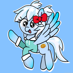 Size: 2048x2048 | Tagged: safe, artist:super-dead, pegasus, pony, allay, bow, clothes, colored wings, gradient hooves, gradient wings, hair bow, high res, hoodie, minecraft, outline, ponified, rule 85, simple background, solo, white outline, wings