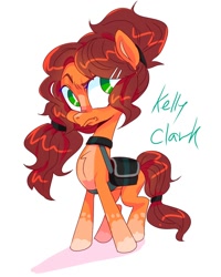 Size: 1080x1350 | Tagged: safe, artist:jully-park, oc, oc only, oc:kelly clark, earth pony, pony, angry, angry face, bag, cute, digital art, female, hairband, hairpin, mare, simple background, solo, white background