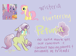 Size: 2732x2048 | Tagged: safe, artist:wonderwaifu, fluttershy, wysteria, oc, oc:petunia, earth pony, pony, g3, g4, blank flank, female, high res, magical lesbian spawn, offspring, parent:fluttershy, parent:wysteria, parents:wysteriashy, shipping, shipping chart, wisteria