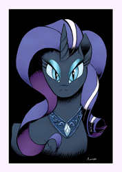 Size: 904x1280 | Tagged: safe, artist:darkhestur, nightmare rarity, pony, unicorn, g4, looking at you, simple background, solo