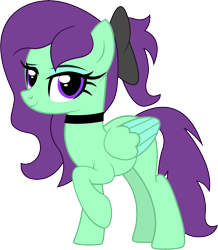 Size: 6347x7272 | Tagged: safe, artist:surprisepi, oc, oc only, oc:greenfeather, pegasus, pony, 2023 community collab, derpibooru community collaboration, g4, base used, bow, choker, hair bow, looking at you, pegasus oc, simple background, solo, transparent background, vector