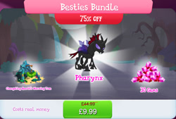 Size: 1270x858 | Tagged: safe, gameloft, pharynx, changeling, g4, my little pony: magic princess, bundle, bush, costs real money, english, fangs, gem, horn, insect wings, male, mobile game, numbers, sale, solo, text, tree, wings