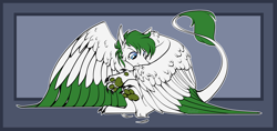 Size: 3600x1701 | Tagged: safe, artist:parrpitched, oc, oc:mint wellington, sphinx, colored wings, grooming, large wings, leonine tail, male, paw pads, paws, preening, sitting, sphinx oc, tail, talons, two toned wings, wings