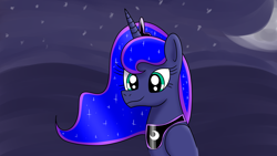 Size: 1920x1080 | Tagged: safe, artist:platinumdrop, princess luna, g4, night, solo