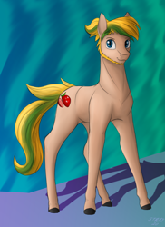 Size: 1600x2200 | Tagged: safe, artist:stray prey, oc, oc only, oc:tammo, earth pony, pony, facial hair, hooves, solo, standing, sternocleidomastoid