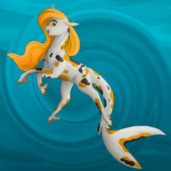 Size: 3000x3000 | Tagged: safe, artist:stray prey, oc, oc only, merpony, original species, pony, unicorn, body markings, gills, high res, long mane, long tail, solo, sternocleidomastoid, tail