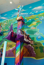 Size: 4000x6000 | Tagged: safe, rainbow dash, human, pegasus, pony, g4, official, absurd resolution, canada, cloudsdale, drop tower, edmonton, female, galaxyland, irl, irl human, map of equestria, mare, photo, theme park