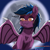 Size: 4500x4500 | Tagged: safe, artist:sugardotxtra, oc, oc only, oc:stormy night, bat pony, bat pony oc, glowing, glowing eyes, moon, sternocleidomastoid, text