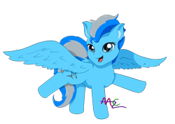 Size: 4960x3508 | Tagged: safe, artist:avacz, oc, oc only, pegasus, pony, cute, ear fluff, flying fish, happy, pegasus oc, simple background, smiling, solo, spread wings, transparent background, wings