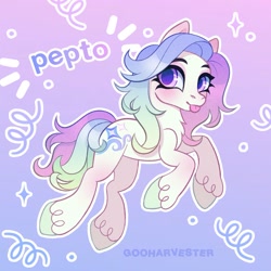 Size: 1781x1781 | Tagged: safe, artist:gooharvester, oc, oc only, oc:pepto, pony, gradient background, mlem, silly, solo, tongue out