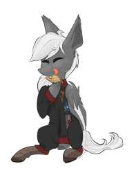 Size: 2039x2626 | Tagged: safe, artist:ezzerie, oc, oc only, oc:stryker, pegasus, pony, clothes, commission, eating, food, high res, mess, simple background, sitting, solo, taco, transparent background