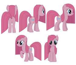 Size: 4427x3780 | Tagged: safe, artist:culu-bluebeaver, pinkie pie, earth pony, pony, g4, balloonbutt, butt, digital, digital art, female, mare, pinkamena diane pie, plot, png, raised hoof, reference sheet, show accurate, simple background, solo, transparent background, vector