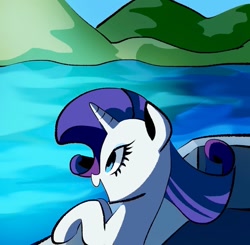 Size: 899x882 | Tagged: safe, artist:andromedasparkz, rarity, pony, unicorn, g4, boat, female, ocean, open mouth, solo, water