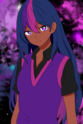 Size: 1999x3000 | Tagged: safe, artist:aquapiratepup, twilight sparkle, human, g4, clothes, dark skin, female, humanized, solo