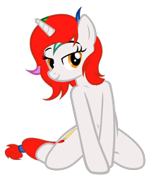 Size: 3641x4307 | Tagged: safe, artist:equestria secret guard, oc, oc only, oc:shallow light, pony, unicorn, bedroom eyes, belly button, female, horn, kneeling, looking at you, mare, sexy, shoulder, simple background, solo, transparent background, unicorn oc, vector