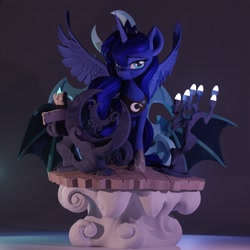 Size: 2717x2718 | Tagged: safe, artist:chyvak, princess luna, alicorn, pony, g4, 3d, 3d model, female, high res, looking at you, mare, smiling, smiling at you, solo, spread wings, wings