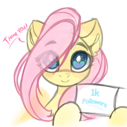 Size: 4096x4096 | Tagged: safe, artist:jfrxd, fluttershy, pegasus, pony, bust, cute, ear fluff, eye clipping through hair, eyebrows, eyebrows visible through hair, hair over one eye, hoof hold, looking at you, milestone, shyabetes, simple background, sketch, smiling, smiling at you, solo, white background, white pupils