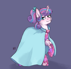 Size: 2247x2162 | Tagged: safe, artist:karamboll, princess flurry heart, alicorn, pony, g4, alternate universe, cloak, clothes, commission, crystal, crystallized, full body, high res, looking at you, smug, solo, standing