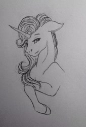 Size: 436x640 | Tagged: safe, artist:crazyaniknowit, starlight glimmer, pony, g4, monochrome, solo, traditional art