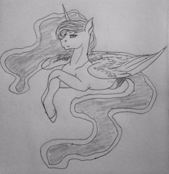 Size: 2448x2530 | Tagged: safe, artist:crazyaniknowit, princess luna, pony, g4, high res, monochrome, solo, traditional art